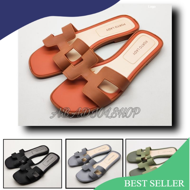 PORTO - SANDAL SELOP HERMES WANITA / SANDAL PORTO JELLY KARET / PORTO HERMES TERMURAH / SANDAL SELOP