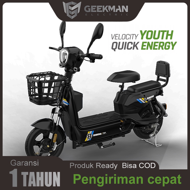 Geekman Sepeda Listrik dewasa Sepeda Motor Listrik Kapasitas angkut 150kg 48v 12ah Sepeda listrik