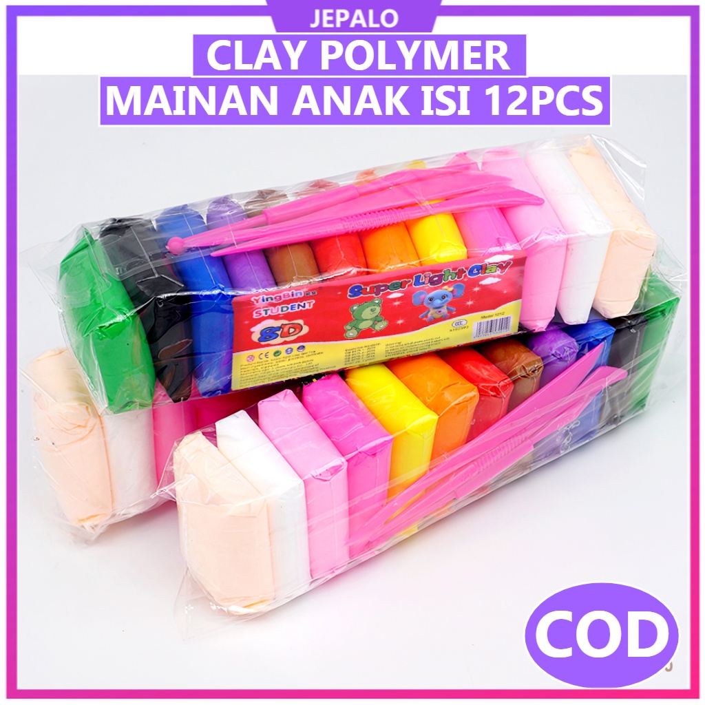 Mainan Anak Clay Polymer isi 12 PCS Clime Set Soft Clay Dough 12 Warna Edukasi Kreatif / Clay Polyme