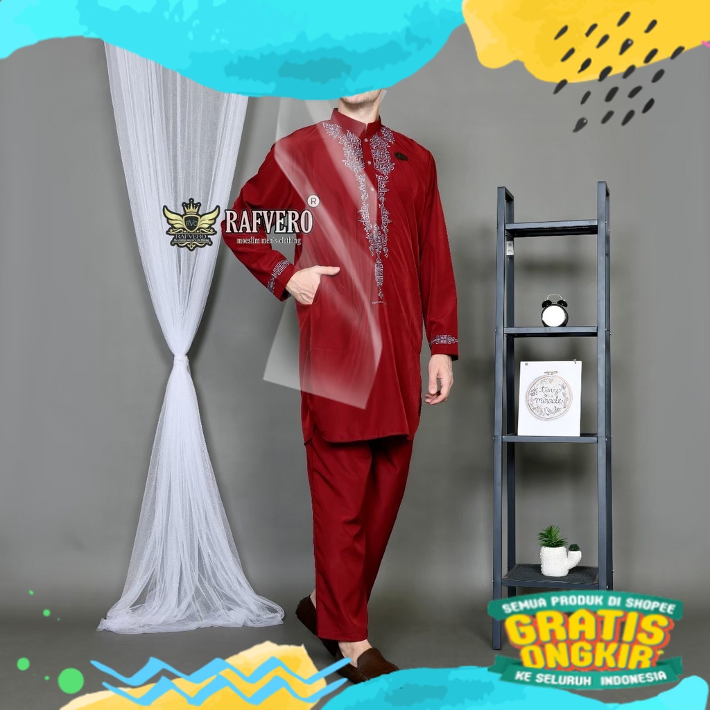 setelan kurta pria dewasa - baju koko dewasa setelan celana - gamis koko jubah laki laki/ biru telur