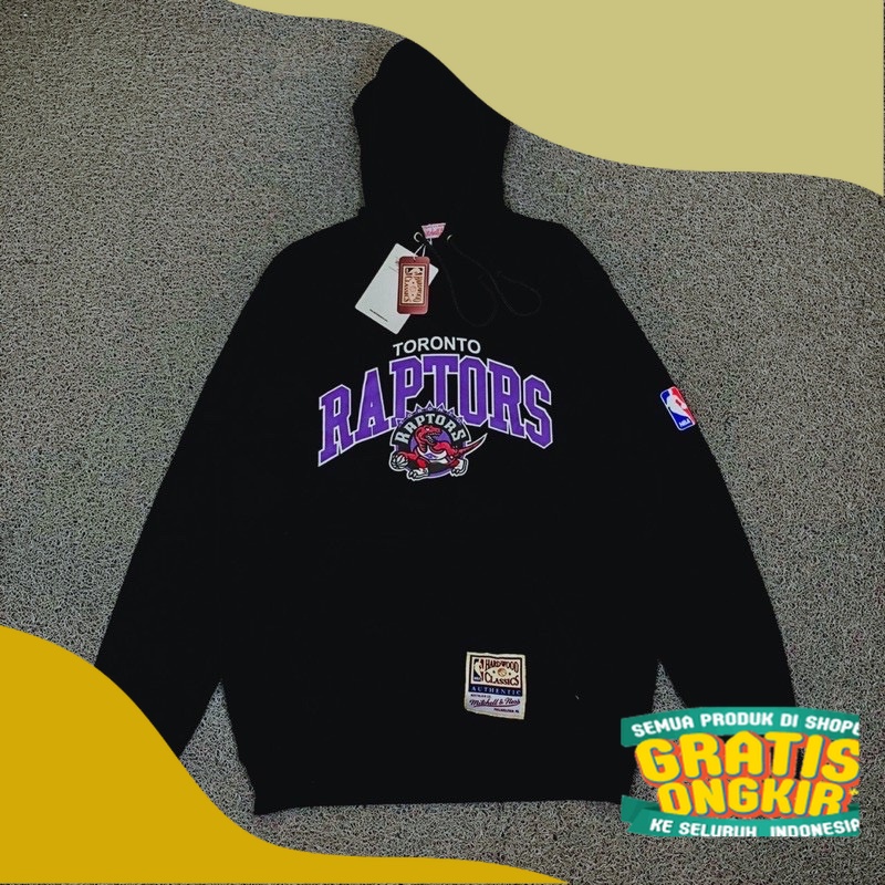 JAKET SWEATER HOODIE MITCHELL AND NESS x RAPTORS NBA BASKETBALL HITAM IMPORT ORIGINAL/ Bigsize