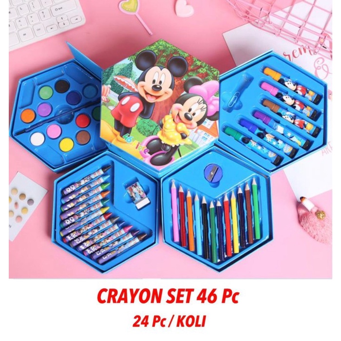 

Crayon Set Isi 46 Spidol Pensil Warna Cat Air Alat Lukis Murah - Frozen