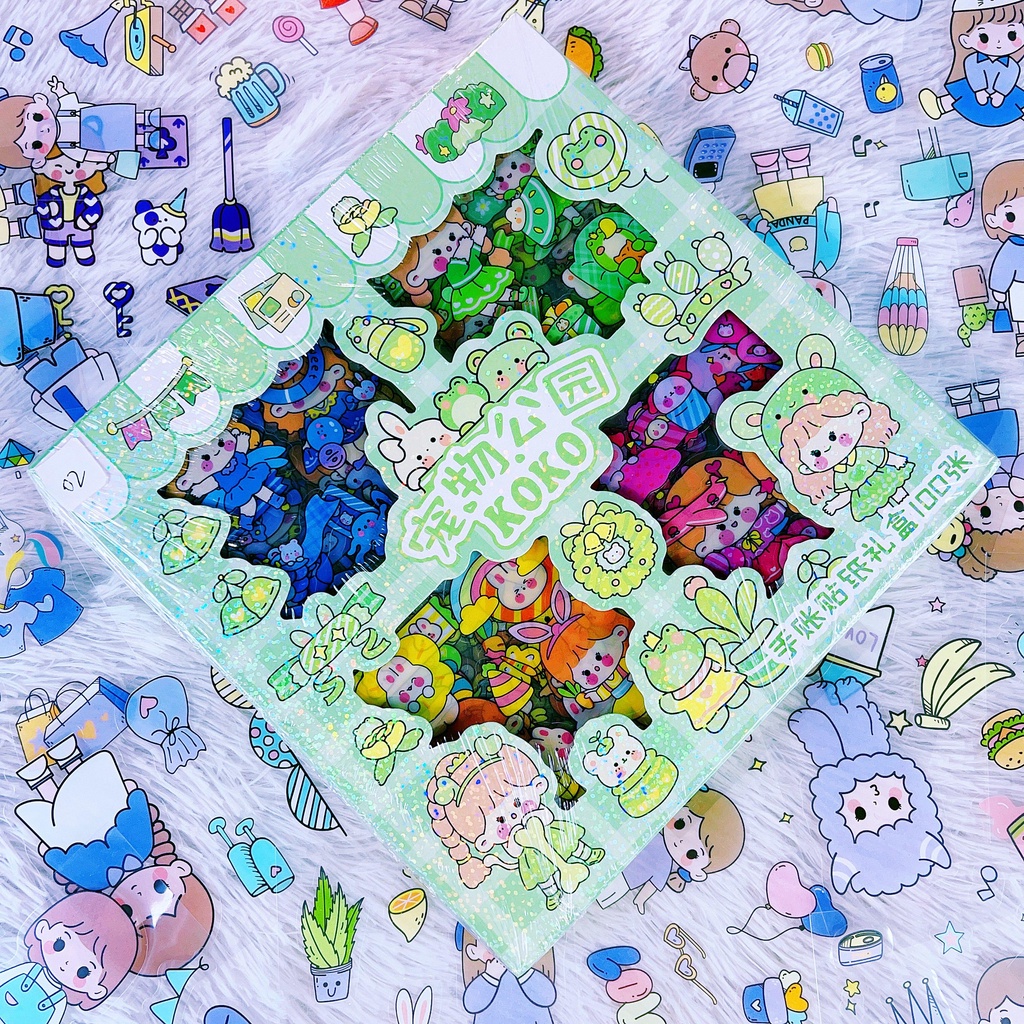 &lt;9&gt; (cod)murah 100 Lembar Stiker Gelas HP Buku Motif Kartun Korea Lucu Anti Air Dekorasi Handbook Scrapbook DIY Yang baru