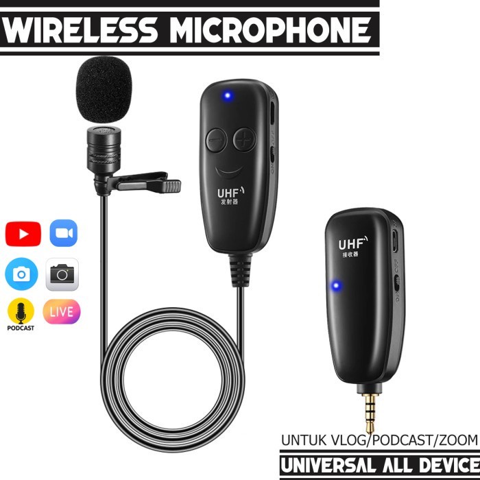 Microphone Mic Clip On Wireless Youtuber VLOG untuk Smartphone HP