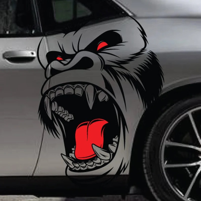 Stiker Mobil Desain Gorilla King Kong Decal Grafis Vinil Truk Kendaraan Jemput Tempat Tidur Mobil Pi