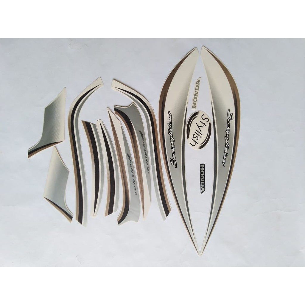 stiker striping honda scoopy stylish 2018 putih cream