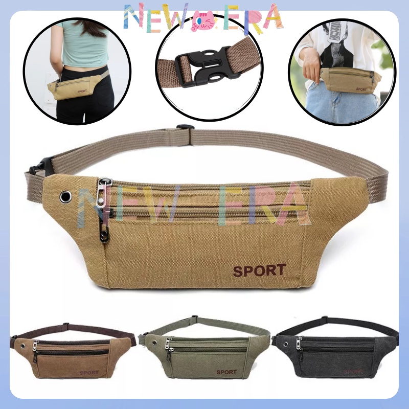 NewEra Tas Pinggang Waistbag Sport Bahan Kanvas Tas Waistbag Unisex Tas Selempang Sling Bag Pria Wan