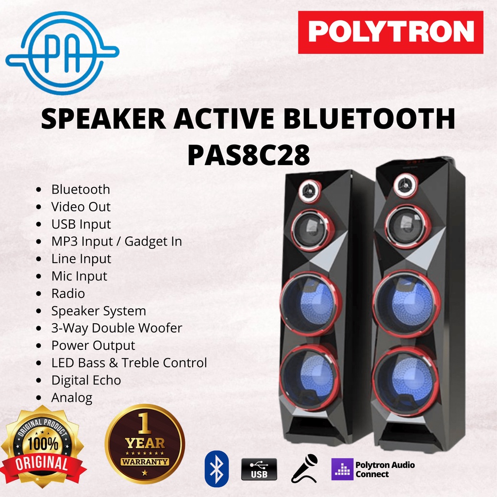 SPEAKER ACTIVE POLYTRON PAS8C28/ SPEAKER AKTIF POLYTRON PAS 8C28 USB XBR BLUETOOTH