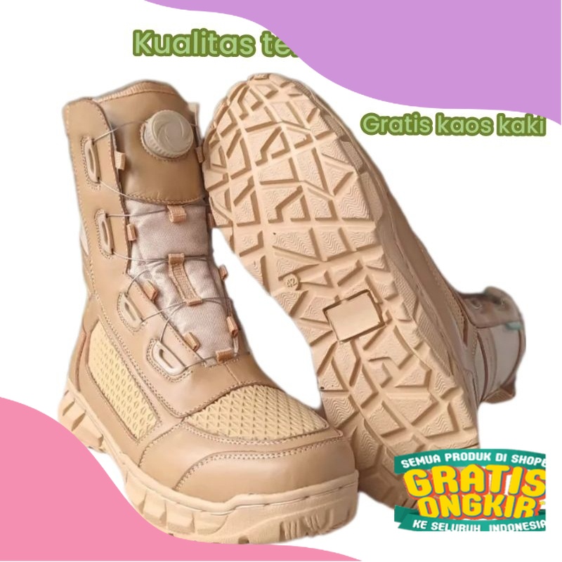 Sepatu PDL Tali Putar Gurun Kulit Asli Sepatu PDL ASN TNI Sepatu PDL POL PP/ ungu biru