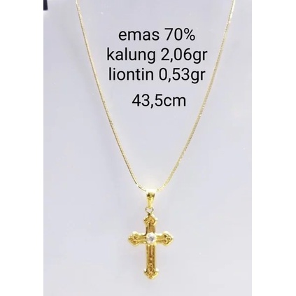 kalung set liontin salib emas kuning 700