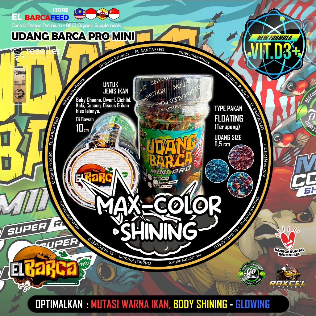 Pakan Ikan Channa Udang Kering BARCA PRO MINI Untuk Ikan Bawah 10 Cm - 30gr