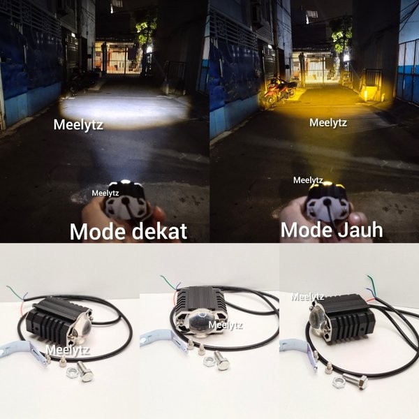 Lampu Tembak Laser Led D2 Mini Kotak 2 Warna High Low Putih Kuning - MYTH