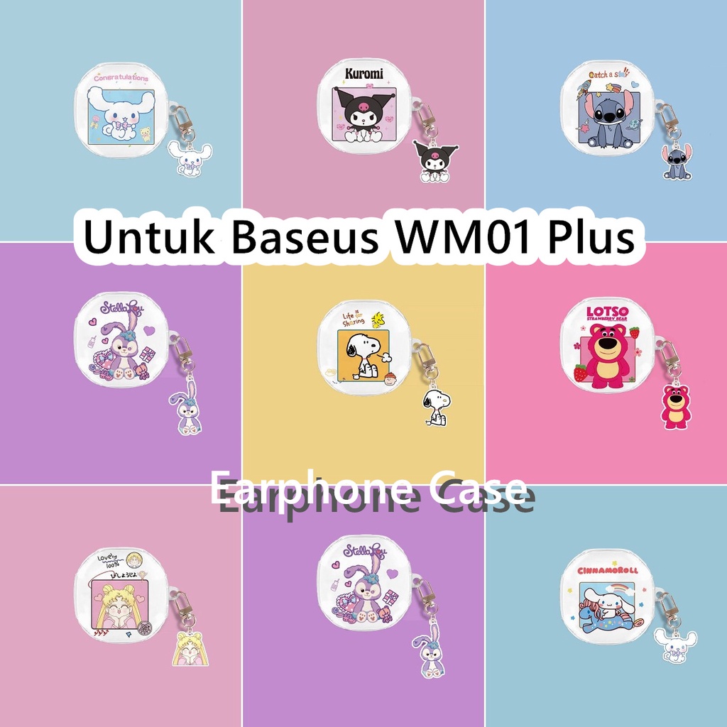 Umstore Untuk Baseus Encok WM01 Plus Case Gadis cantik transparan yang menyenangkan Soft Silicone Ea