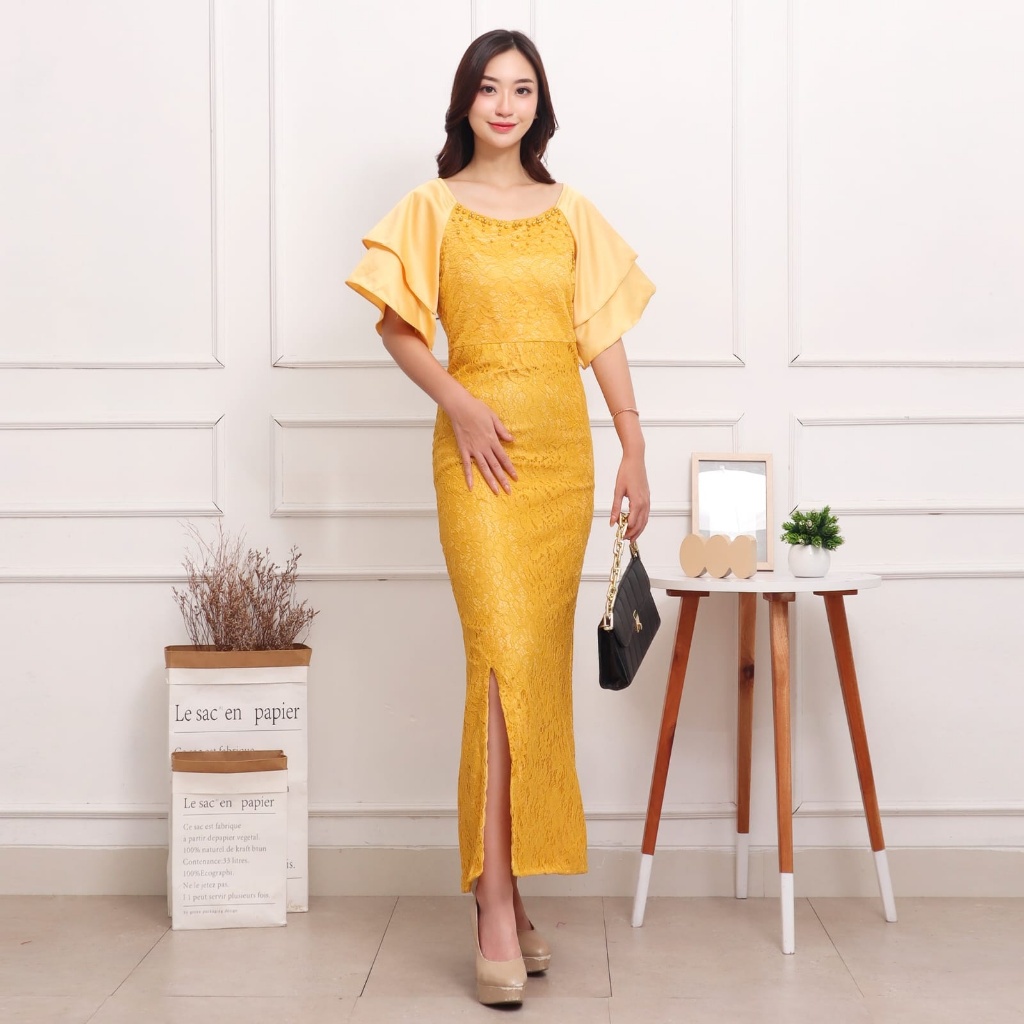 LONGDRESS SABRINA JISU DRESS WANITA PREMIU DRESS BRUKAT NATAL