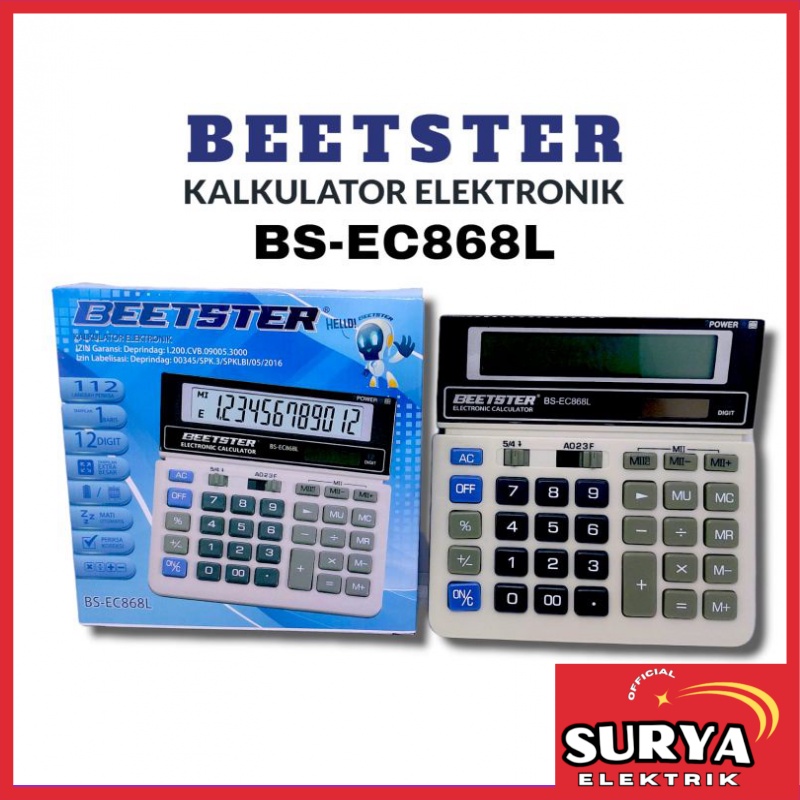 

Kalkulator Layar Besar BEETSTER BS-EC 868 L Solar Panel 12 Digit