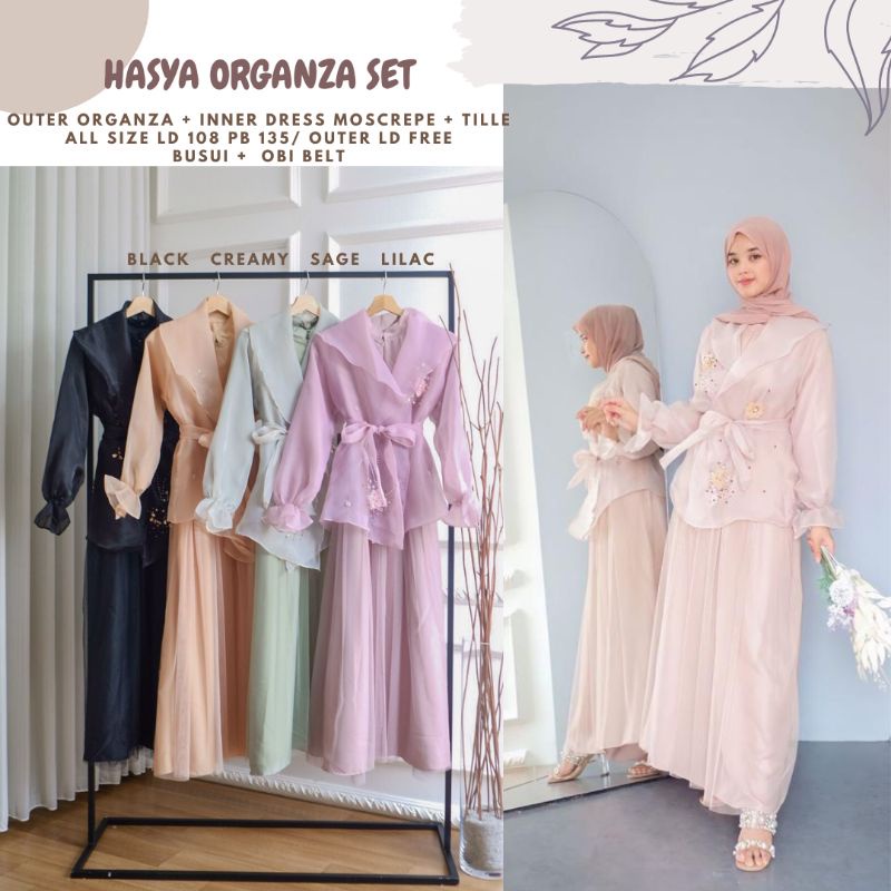 Hasya Organza Dress Ld 115/Dress Organza Sage/Dress Kondangan/Dress Seragaman Organza/Dress Lamaran/