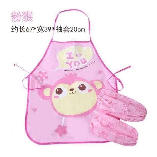 

Kids Drawing Cooking Apron / Celemek Anak - monkey pink