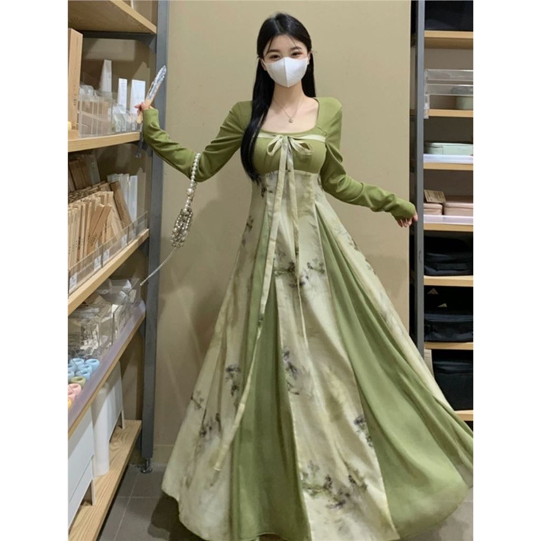 New Chinese style improved Hanfu patchwork dress for women