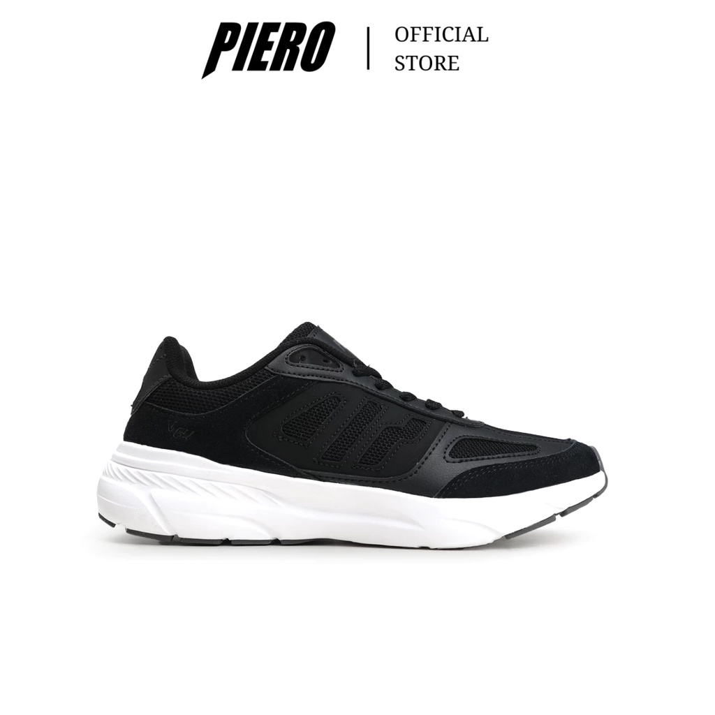 Piero Sepatu Sneakers Pria Jogger V54 Prm Black White Dark Grey PIE210000083
