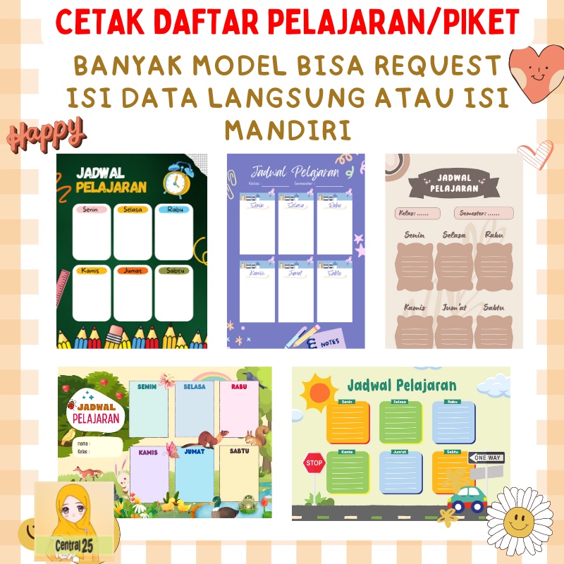 

STIKER POSTER JADWAL MATA PELAJARAN PIKET KELAS STRUKTUR CUSTOME UKURAN A4 A3 BY REQUEST PROMO COD GRATIS ONGKIR