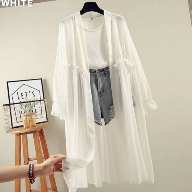 Weijia Fashion Baju Cardigan Panjang Wanita / Delaya Long Ceruty / Cardi Cewek / Outer Wanita Casual