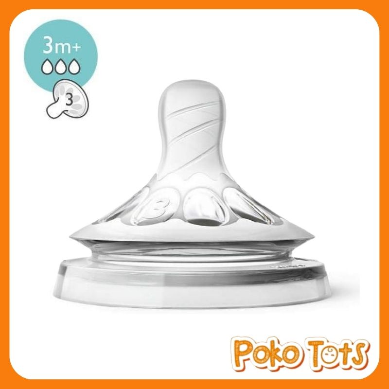 Philips Avent Natural Teats 3m+ Medium Flow Isi 2 Dot Nipple Teat JB