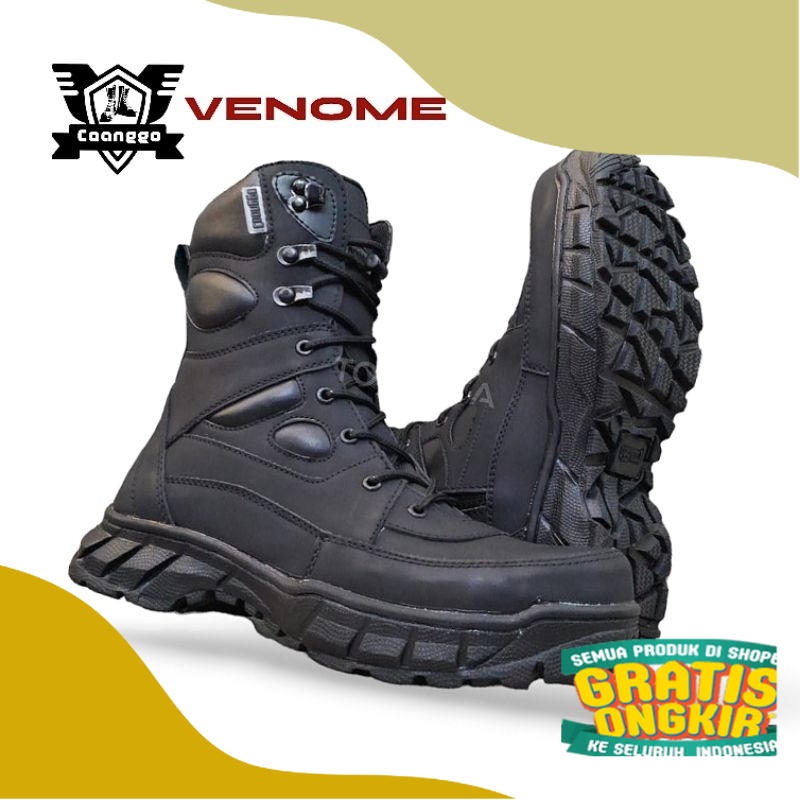Sepatu pdl tni polri pdl security tactical boots safety pria model venom ujung depan plat besi caang
