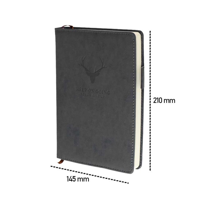 

Buku Agenda Notebook A5 Buku Catatan Binder Jurnal Harian Cover Kulit - Hitam
