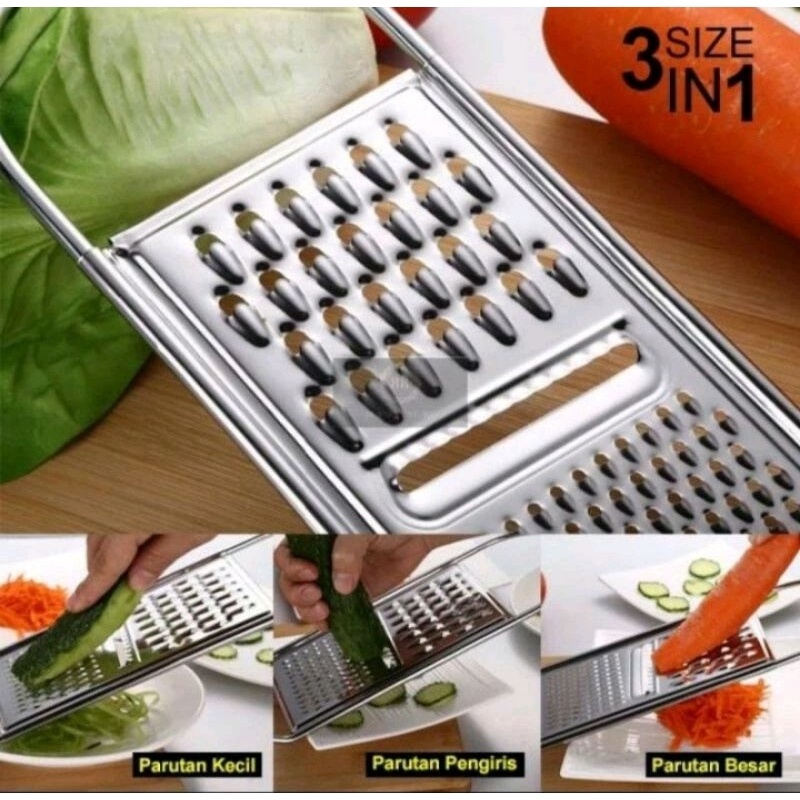 Parutan serbaguna stainless steel 3in1 parutan keju stainless steel