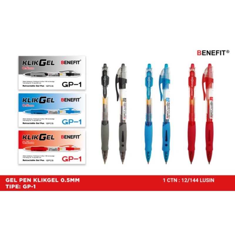 

Pulpen BENEFIT 0,5mm KLIK GEL GP-1 (12pc)