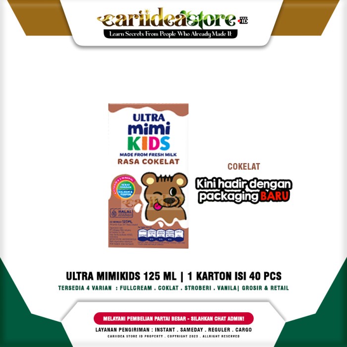 

[Big Sale] Susu Ultra Mimi Kids 1 Karton kemasan 125ml | 4 Varian Rasa - Coklat, 125 ml