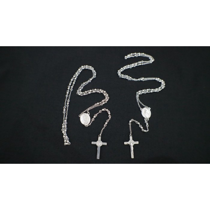 Rosario Titanium 4mm / Warna Silver - Kalung Rosario-Kalung Titanium