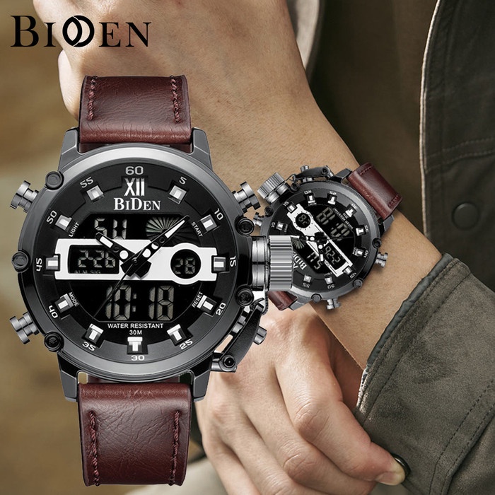 best -Jam Tangan BIDEN pria Fashionable multi-function outdoor sports jam - black-1934