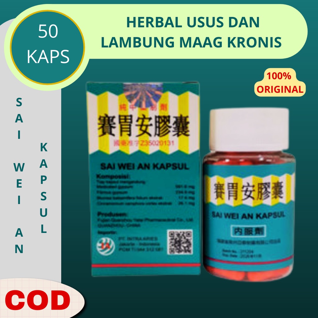Obat Asam Lambung Maag Kronis Obat Cina Herbal Sai Wei an 50 Kapsul