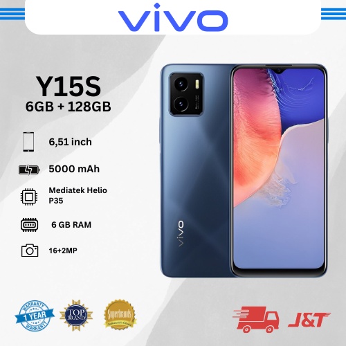 Vivo Y15s 6+128GB Layar 6.51" Full HD Kamera 13MP Android HP Murah Cuci Gudang Bergaransi Handphone