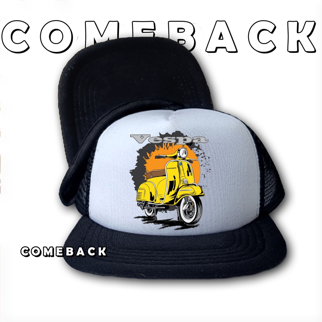 Topi Jaring Pria Snapback Jaring VECTOR VESPA / Topi Trucker / Topi Distro / Topi Pria / Topi Baseba