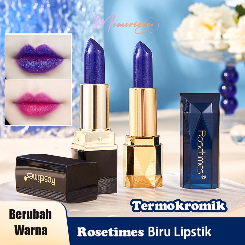 COD&Ready Rosetimes Blue Lipstick Color Changing Lipstik Biru Berubah Warna Moisturizing Waterproof 