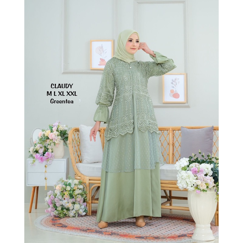 Gamis Claudy Matt Tille Sapto Kombinasi Tille Dotty Dalaman Maxmara / Gamis Pesta Terbaru / Gamis Ke