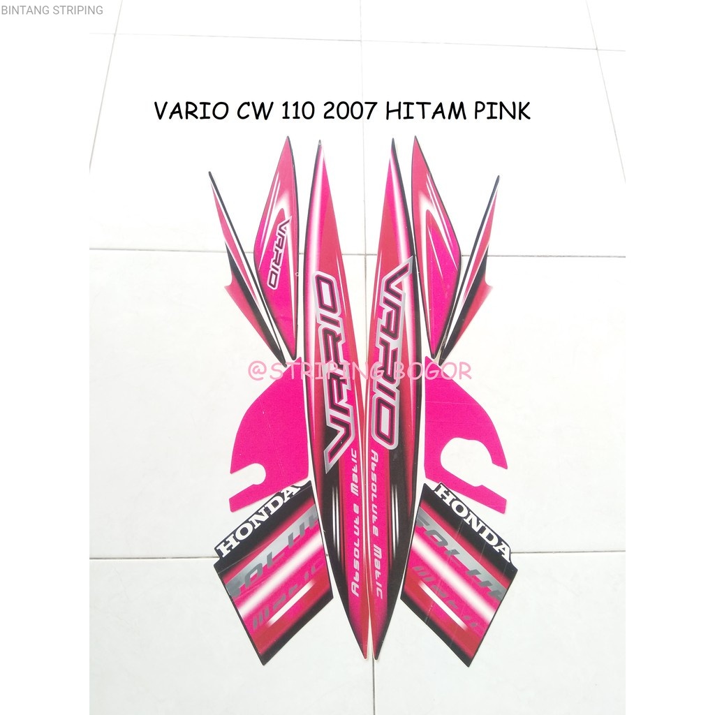 Striping Lis Sticker Motor Honda Vario CW 110 2007 Hitam Pink