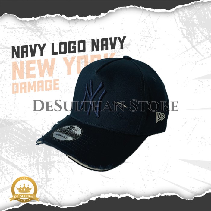 ✨MURAH✨ -Topi New Era 9Forty Baseball Hat Damage Ripped Sobek NY  - Putih - Putih, Topi saja