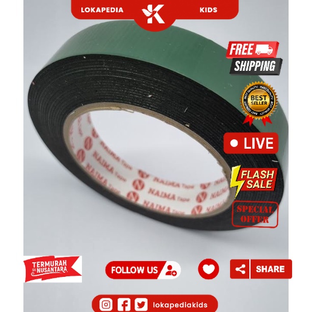 

Double Tape Foam 1 Inch x 5 Meter / Double Tip Busa Hijau 5 Meter--var