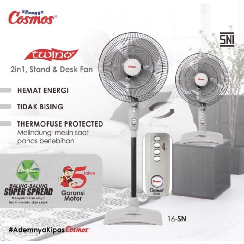 Kipas Cosmos Twino 16SN Kipas Angin Berdiri-Duduk