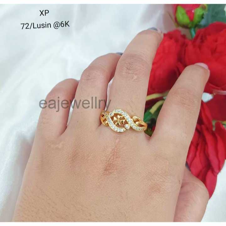 Cincin Emas Bunga All Size Wanita Dewasa Realpict Asli 24 Karat