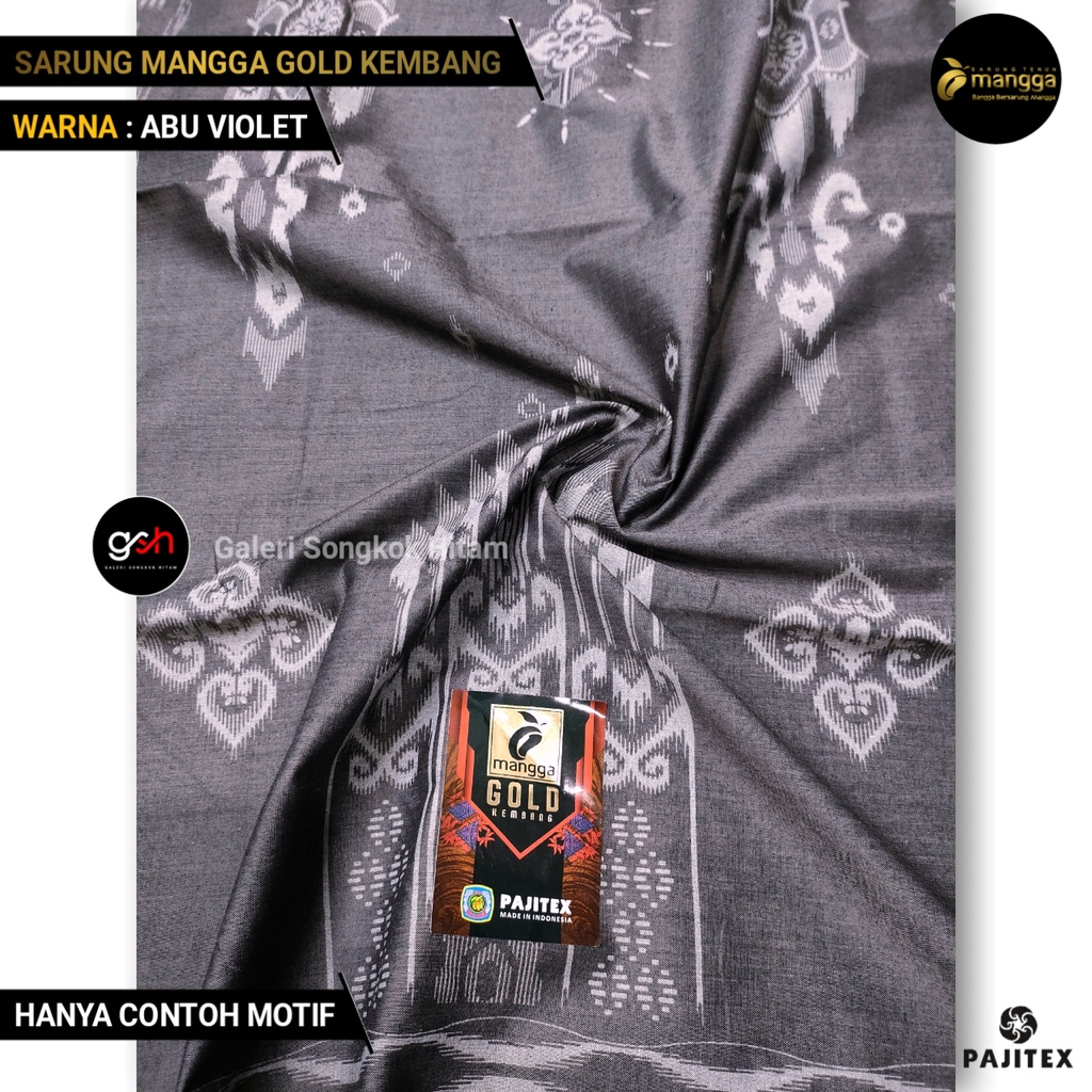 Sarung Mangga Gold Kembang ABU VIOLET Sarung Dewasa Motif Kembang Sarung Pria Cap Mangga