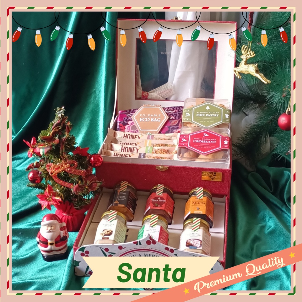 

Kado Souvenir Unik Murah Kekinian Hampers Natal Lebaran Valentine Buat Pacar Teman Bestie / SANTA Christmas Hampers Premium Natal Gift Parcel Tahun Baru Parsel Hadiah New Year Company Souvenir Madu Sambal Bumbu Selai By Chef Ivan