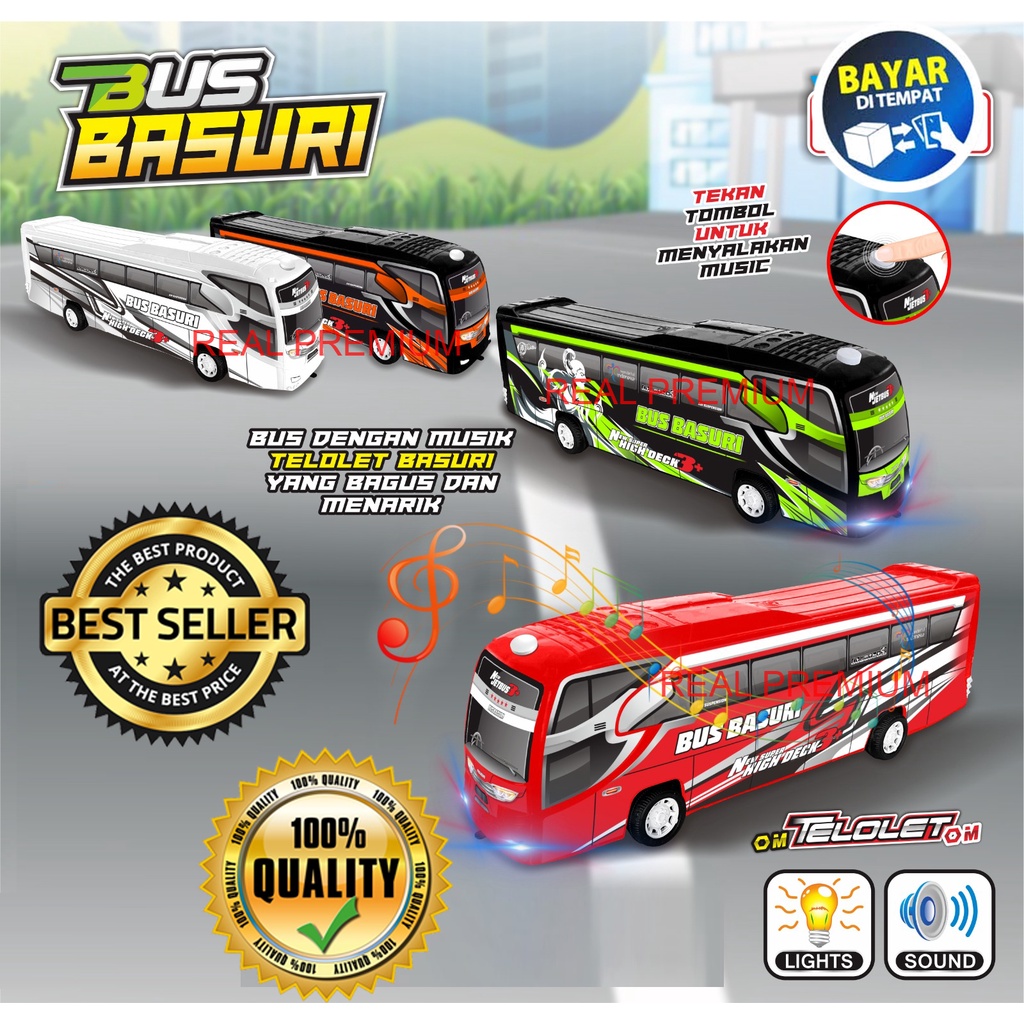 Mainan Mobil Bus Basuri TELOLET Ada Musik dan Lampu