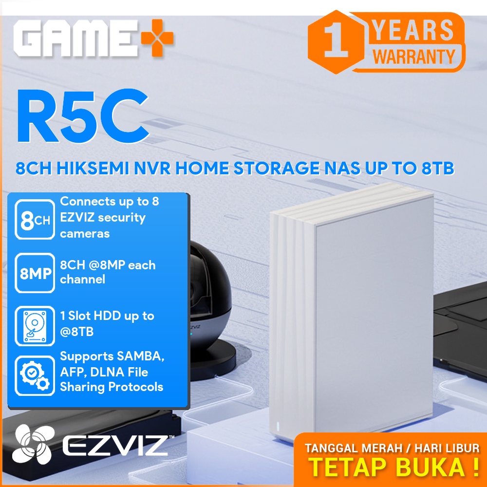 EZVIZ R5C 8CH HIKSEMI NVR HOME STORAGE NAS UP TO 8TB GARANSI RESMI