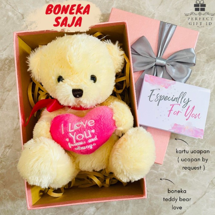 

[BEST SELLER] Hadiah Ultah Kado Anniversarry Boneka Box Kado Ultah Hadiah Romantis Boneka Saja, Love Coklat Tua