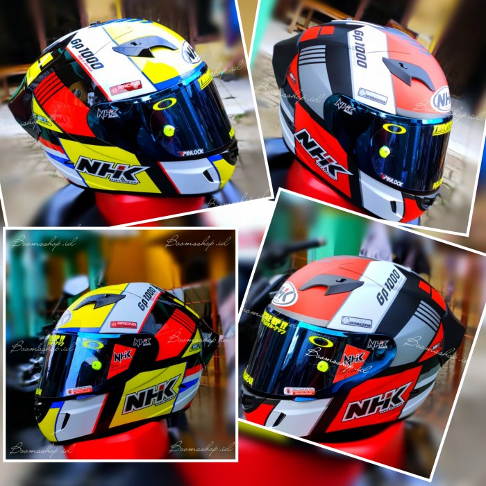 [COD]- Helm NHK GP 1000 SXR Red Doff Yellow Paket ganteng - M, Merah