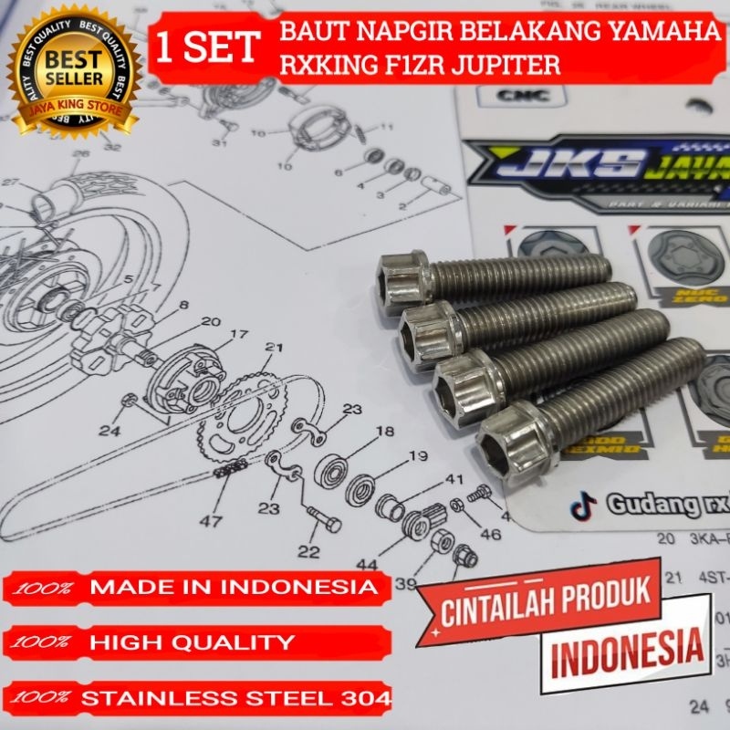 Baut manipol membran rxking probolt Hex Plus Stainless CNC 2kunci 1set baut custom rx king